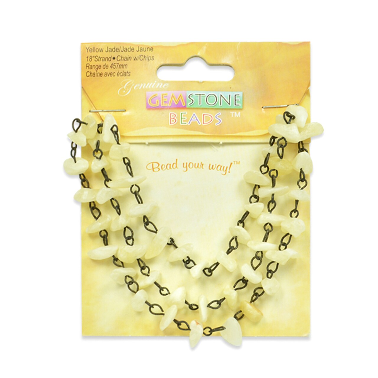 Yellow Jade Chain with Chips - 18&#x22; Strand